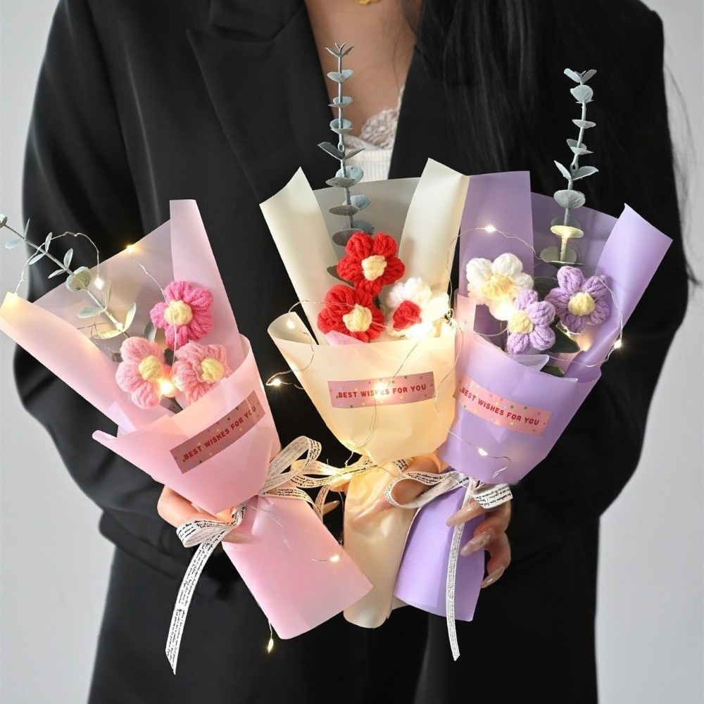 Knitted Crochet Flowers Bouque - Photography Lighting Home avis et prix