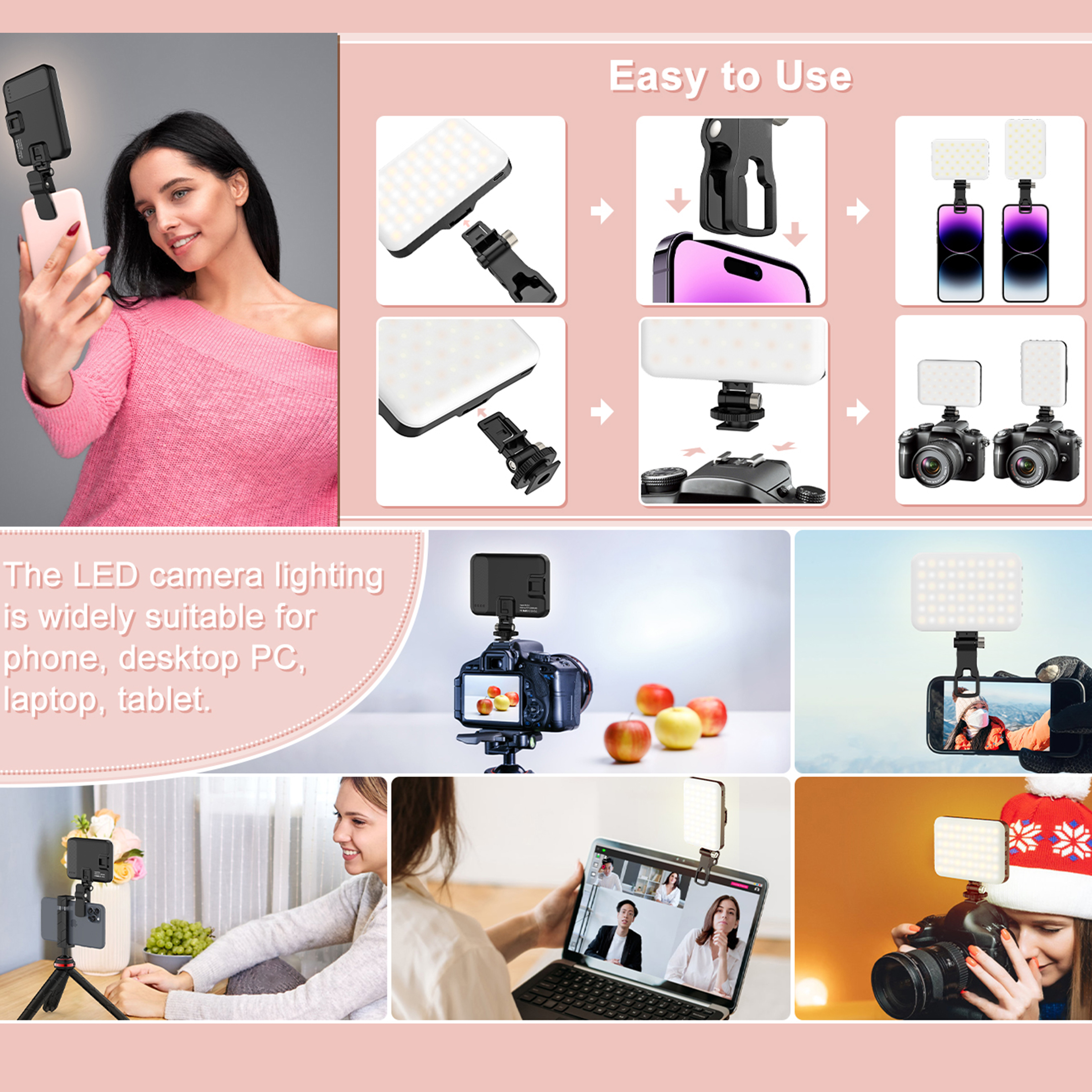 LED Selfie Light 60 High Power - Photography Lighting Patterns avis et prix
