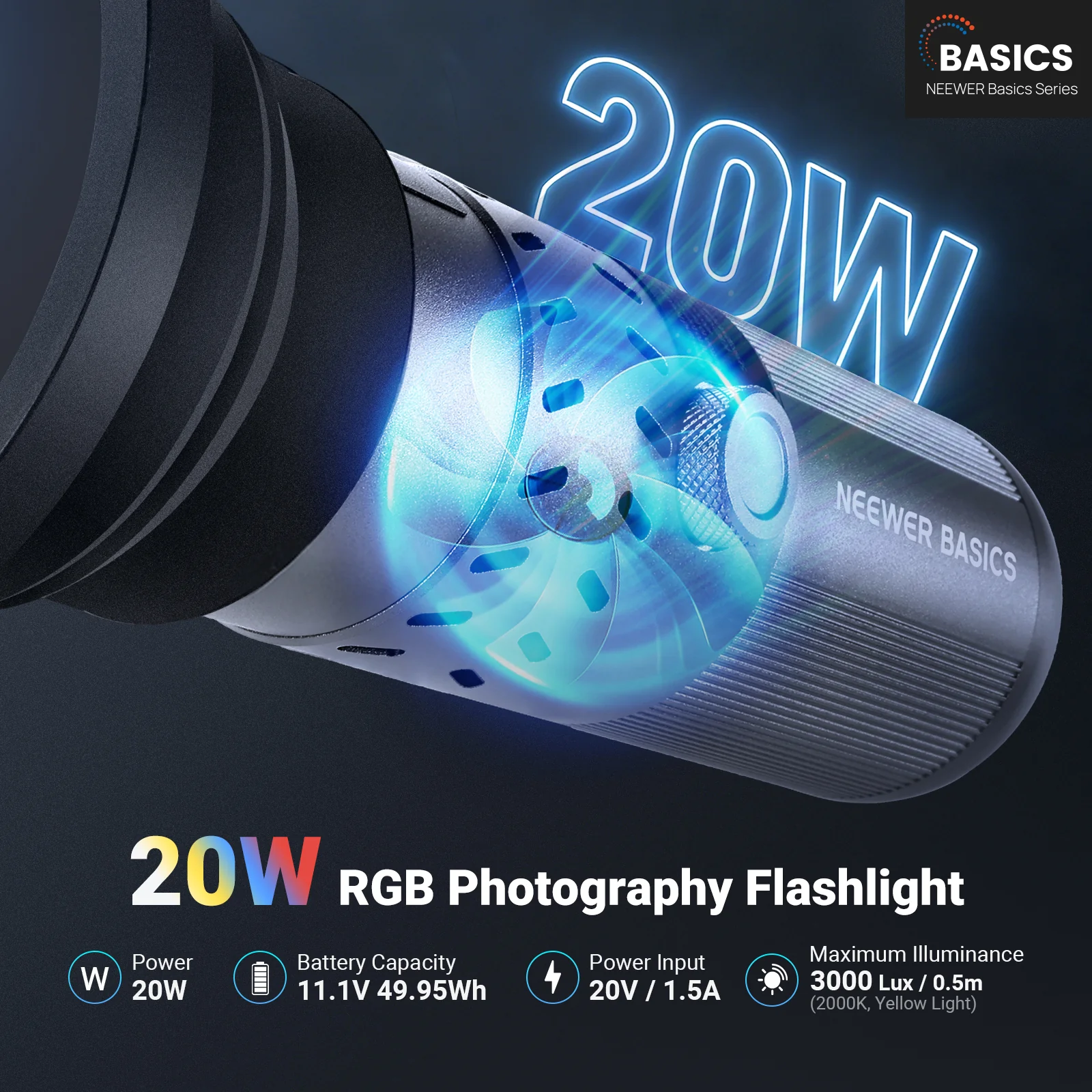 NEEWER BASICS FL20: 20W RGB po - Photography Lighting Basics avis et prix