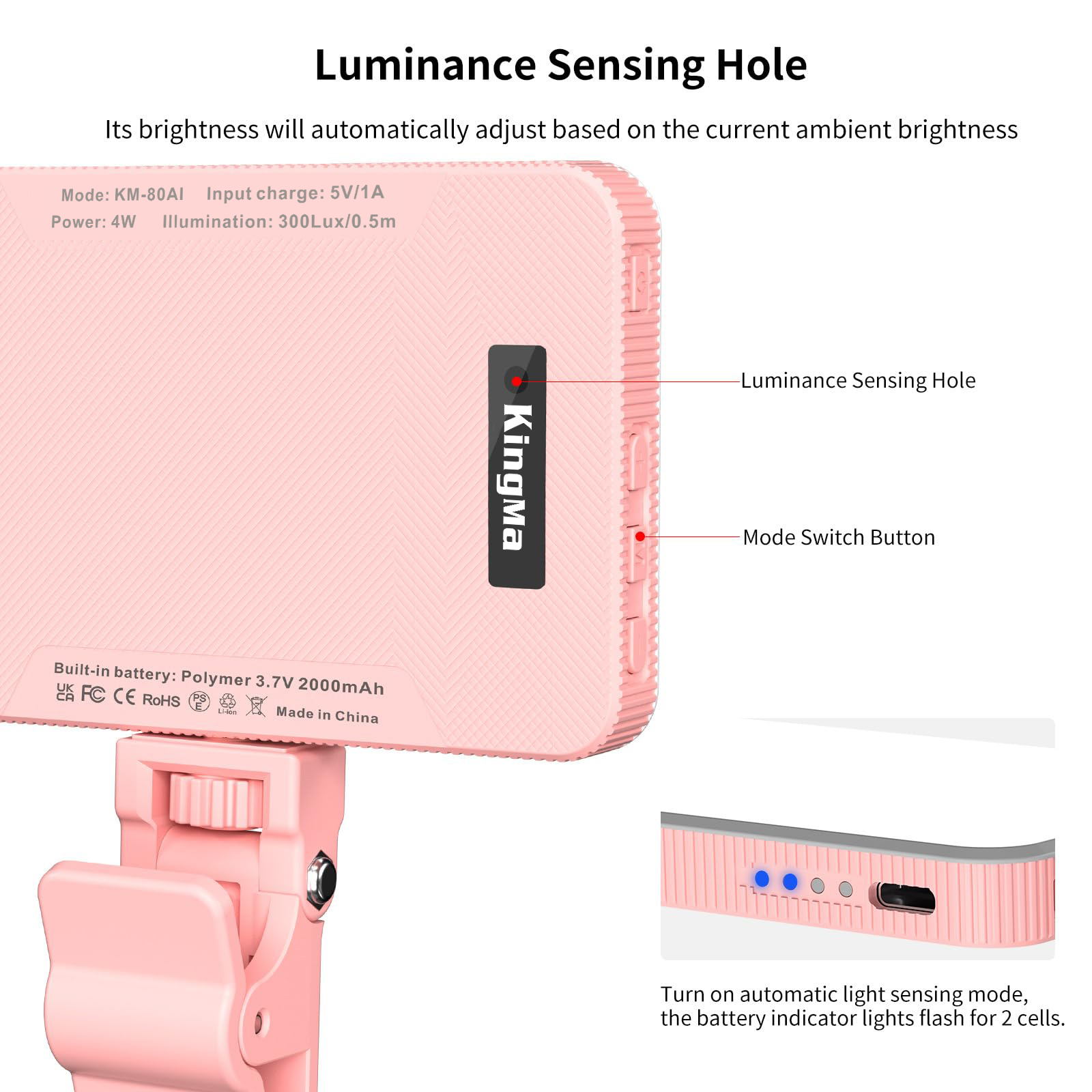 King Ma Pink Rechargeable Self - Photography Lighting Patterns avis et prix