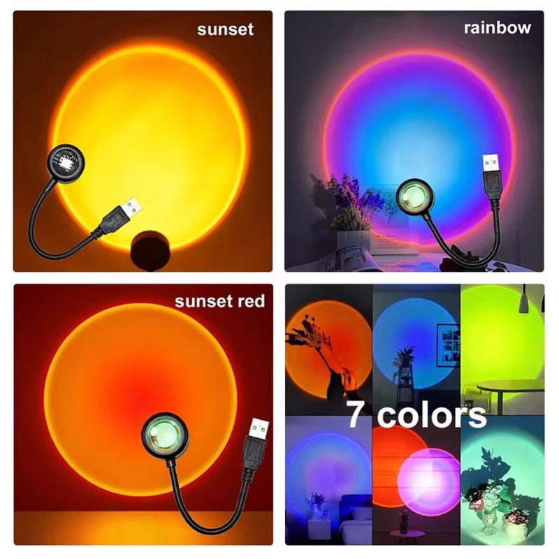 1-4pcs Sunset Lamp LED Rainbow - Photography Lighting Home avis et prix