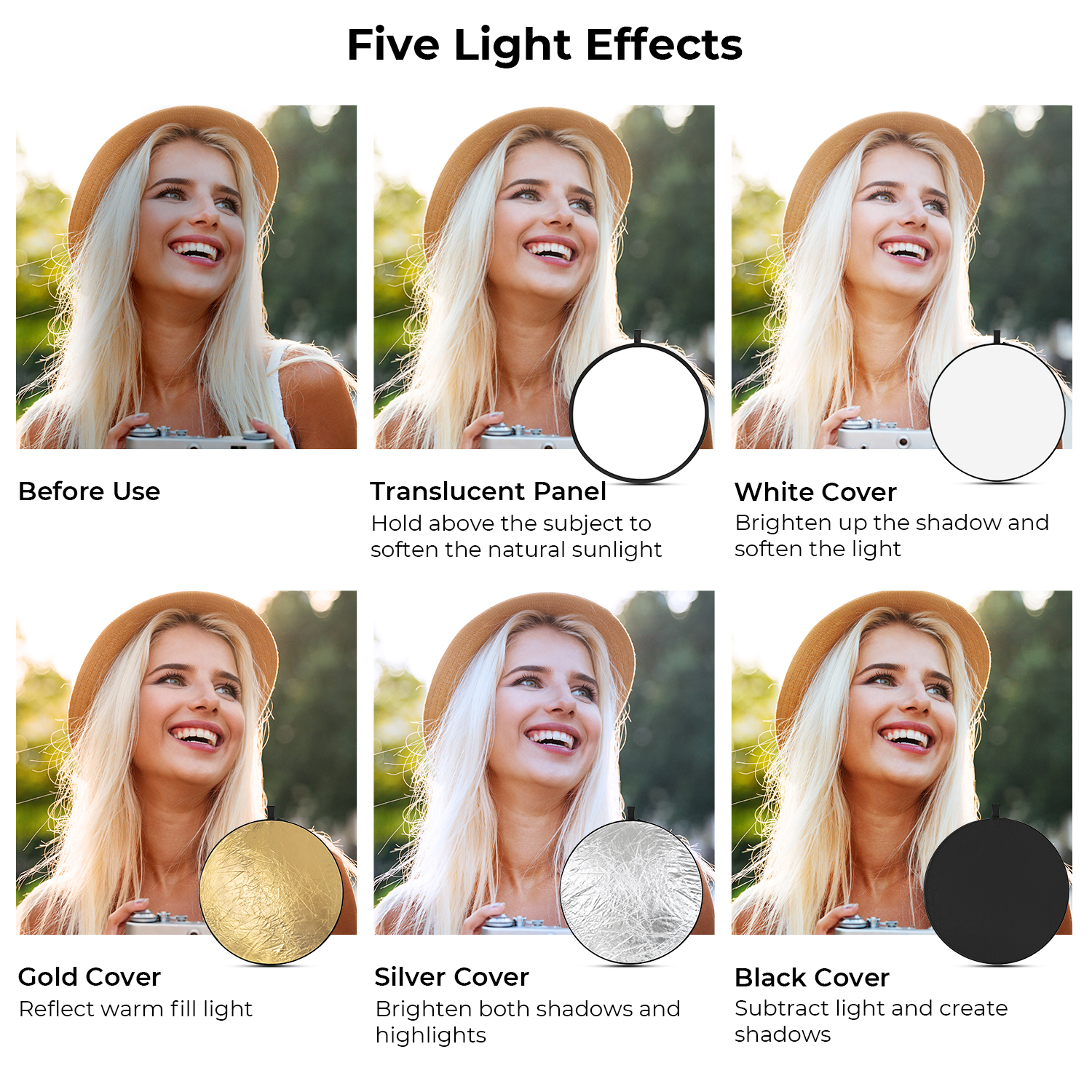 K&F CONCEPT 56/80/110cm 5-in-1 - Photography Lighting Reflectors avis et prix