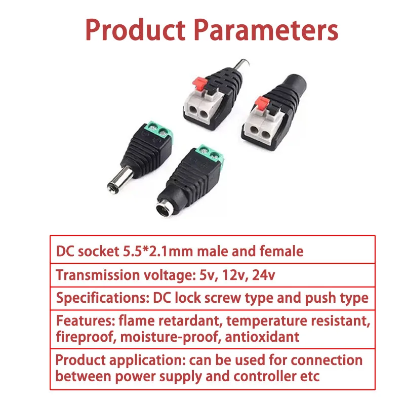 Female and Male DC Connectors  - Photography Led Lighting Kit avis et prix