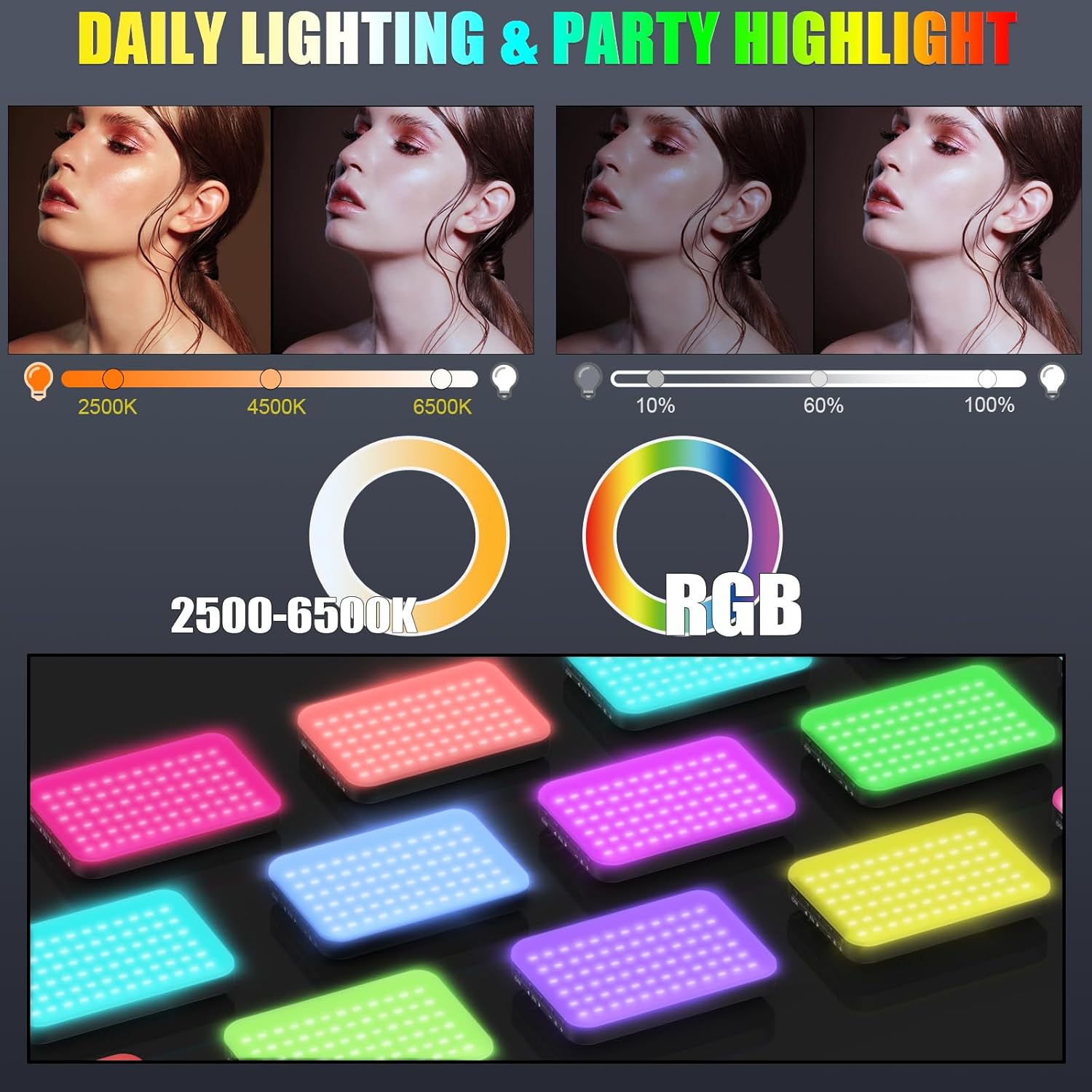 108 LED RGB Video Light, 2500K - Photography Lighting Effects avis et prix